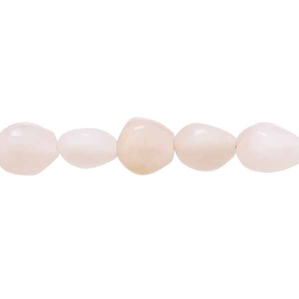 Bead, pink opal (natural), light to medium, 9x8mm-10x9mm hand-cut puffed teardrop with 0.4-1.4mm hole, B- grade, Mohs hardness 5 to 6-1/2. Sold per 8-inch strand, approximately 20 beads. image number 0
