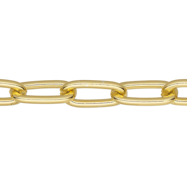 Chain, anodized aluminum, gold, 7.8mm paperclip. Sold per pkg of 5 feet. image number 0
