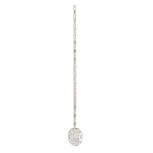 Paddle pin, cubic zirconia and rhodium-plated sterling silver, clear, 1-1/2 inch diamond-cut twisted with 6x4.5mm oval, 22 gauge. Sold individually.