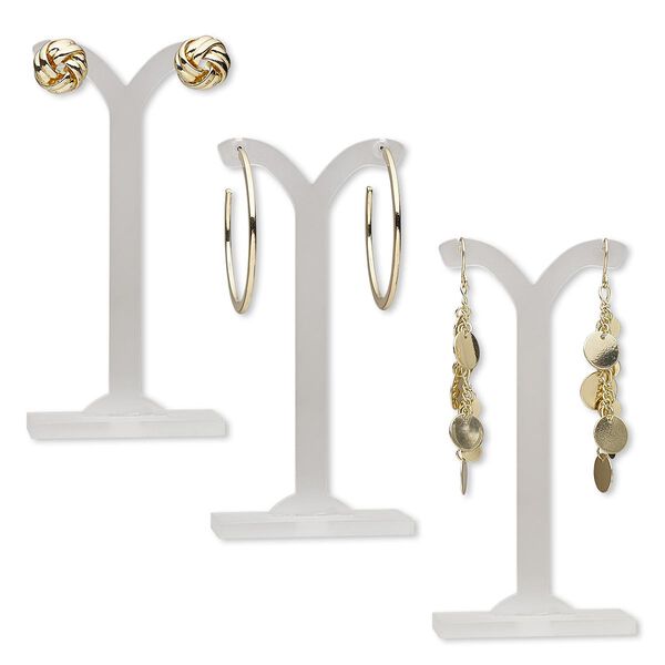 Earring, gold-finished brass and steel, 1/2 inch round knot / 1-3/4 inch round hoop / 2-1/2 inches with dangle. Sold per pkg of 3 pairs. image number 0