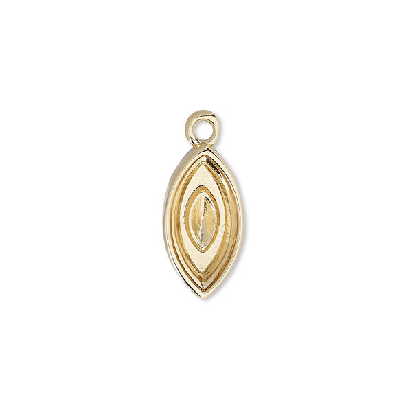 Drop, Almost Instant Jewelry®, gold-plated "pewter" (zinc-based alloy), 17x9mm marquise with 15x7mm navette setting. Sold per pkg of 2. image number 0