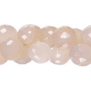 Peach chalcedony 1pkg1, hand-cut top-drilled faceted teardrop bead 8 inch 11-13mm