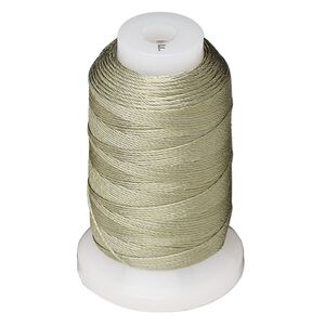 Thread, Purely Silk™, dark green, size F. Sold per 140-yard spool.