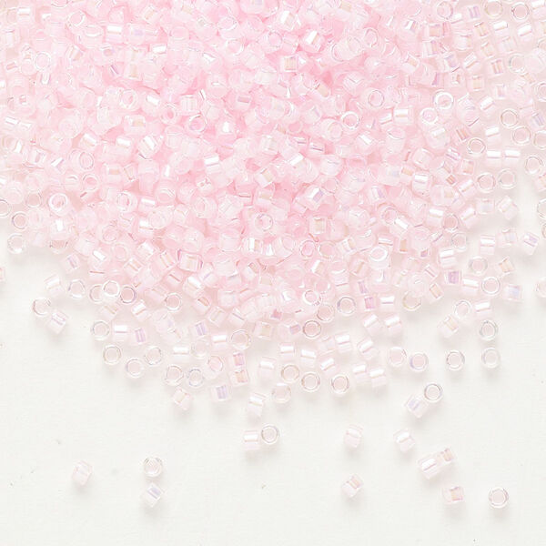 Seed bead, Delica®, glass, pkg/250g, #11 round, translucent pink-lined rainbow crystal clear (DB-0055). image number 0