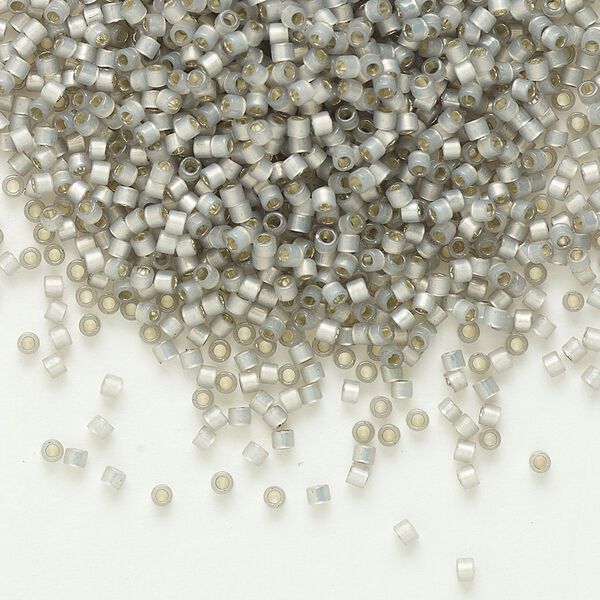 Seed bead, Delica®, glass, pkg/50g, #11 round, translucent silver-lined smoke grey (DB-0630). image number 0