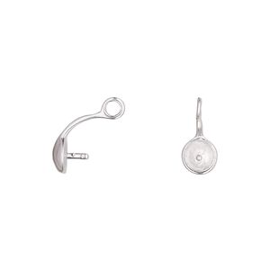 Cup, silver-plated brass, 5mm cup with 3mm peg, fits 12mm half-drilled bead. Sold per pkg of 10.