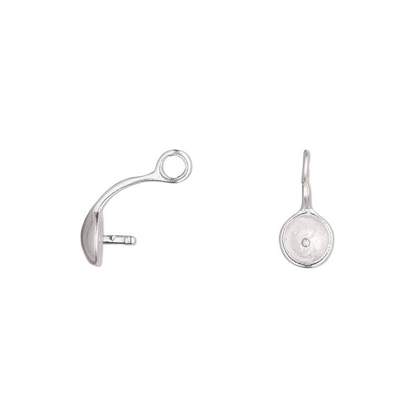 Cup, silver-plated brass, 5mm cup with 3mm peg, fits 12mm half-drilled bead. Sold per pkg of 10. image number 0