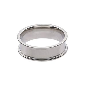 Ring, stainless steel, 8mm wide band with 5.9mm wide channel, size 12. Sold individually.