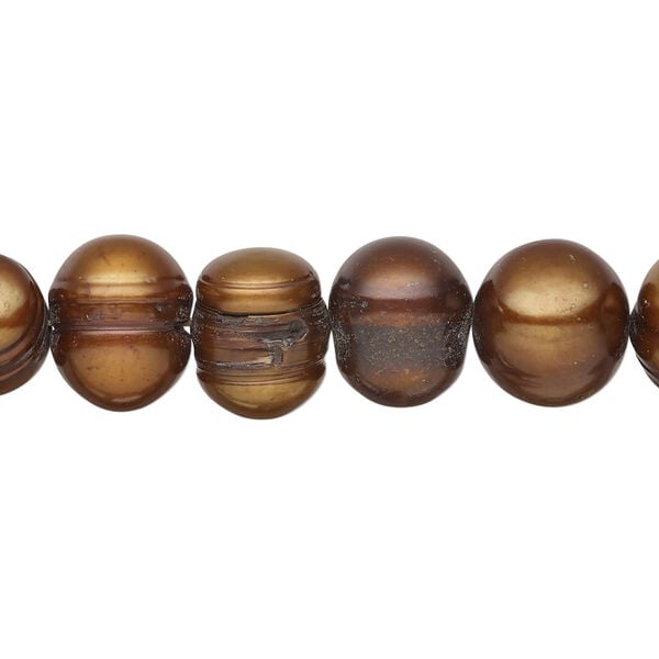 Freshwater pearl 1pkg1, semi-round, 15 inch dark antique copper 9-12mm cultured image number 0