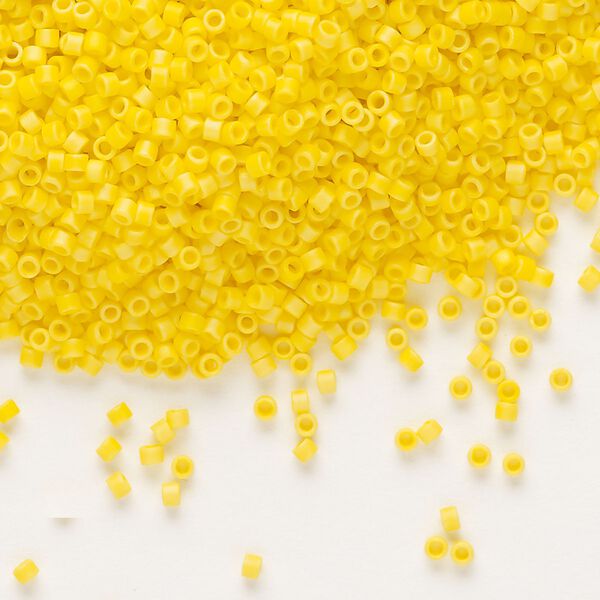 Seed bead, Delica®, glass, pkg/7.5g, #11 round, opaque matte rainbow canary (DB-1592). image number 0