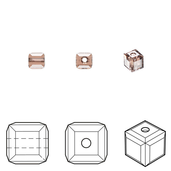 Bead 12pk blush rose, Crystal Passions® 4mm cube 5601 image number 0