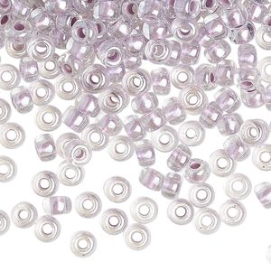 Seed bead, Miyuki, glass, pkg/25g, #6 rocaille, translucent lavender-lined pearlized crystal clear, (RR-4612).