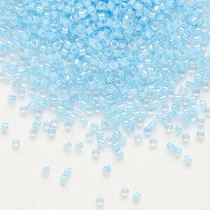 Seed bead, Delica®, glass, pkg/7.5g, #11 round, translucent luminous inside dyed color blue (DB-2039).