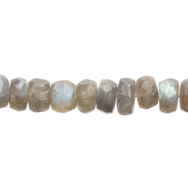 Bead, labradorite (natural), 7x4mm-9x6mm hand-cut faceted rondelle, B- grade, Mohs hardness 6 to 6-1/2. Sold per 14-inch strand, approximately 80 beads. image number 0