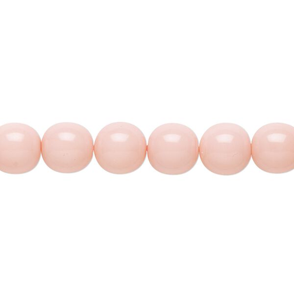 Bead, Czech dipped décor glass druk, light pink, 8mm round. Sold per 15-1/2" to 16" strand. image number 0