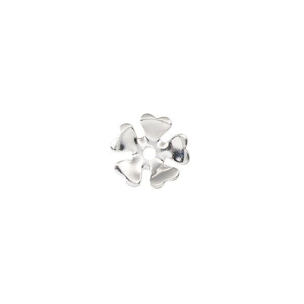 Component, silver-finished steel, 11mm single-sided flower. Sold per pkg of 20. image number 0