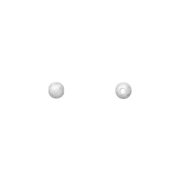 Bead, sterling silver, 4mm stardust round. Sold per pkg of 4. image number 0