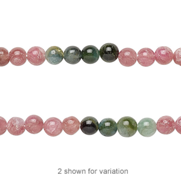 Bead, multi-tourmaline (natural), 4-5mm hand-cut round, C+ grade, Mohs hardness 7 to 7-1/2. Sold per 13-inch strand. image number 0