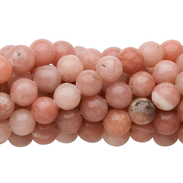 Bead, pink lepidolite (natural), 6mm round, C grade, Mohs hardness 2-1/2 to 4. Sold per pkg of (10) 15-1/2" to 16" strands. image number 0