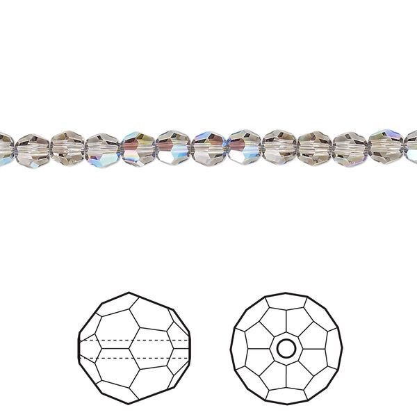 Bead 12pk black diamond shimmer, Crystal Passions® 4mm round 5000 image number 0