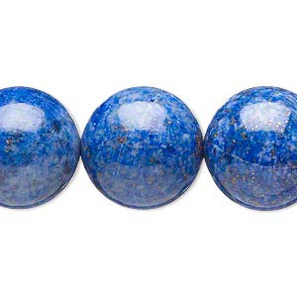 Bead, lapis lazuli (dyed), 17-18mm round, C- grade, Mohs hardness 5 to 6. Sold per 15-inch strand. image number 0