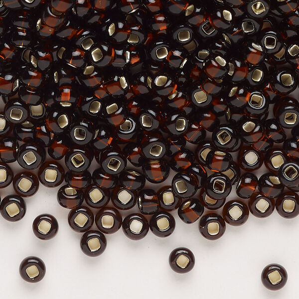 Seed bead, Preciosa Ornela Czech glass, pkg/500g, #6 rocaille, transparent silver-lined root beer, (17140). image number 0