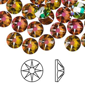 Flat back 12pk crystal vitrail medium foil back, Crystal Passions® 8.412-8.672mm rose round SS40 2088