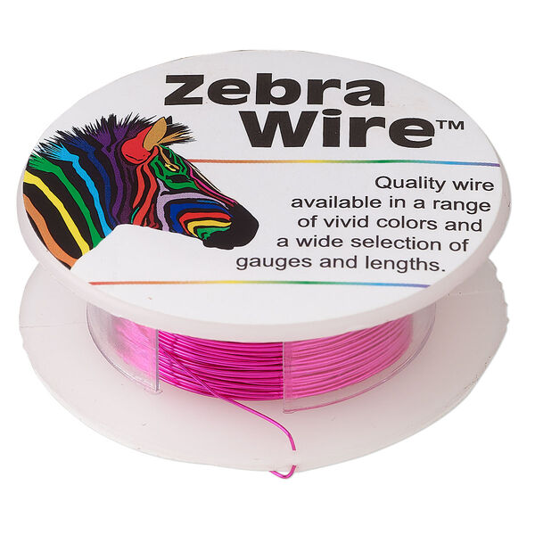 Wire, Zebra Wire™, color-coated copper, fuchsia, round, 26 gauge. Sold per 30-yard spool. image number 0