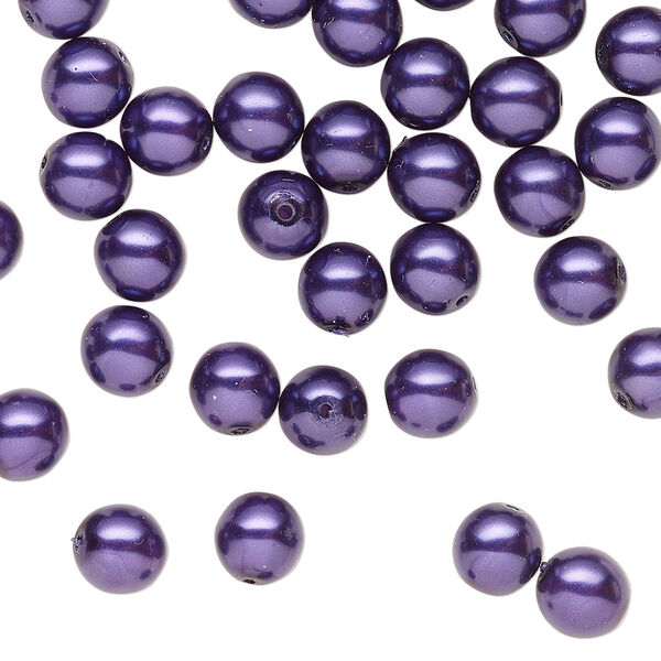 Bead druk Czech pearl-coated glass 60pk 6mm round, purple image number 0