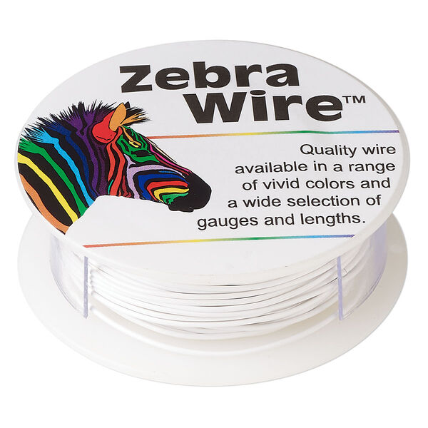 Wire, Zebra Wire™, color-coated copper, white, round, 20 gauge. Sold per 15-yard spool. image number 0
