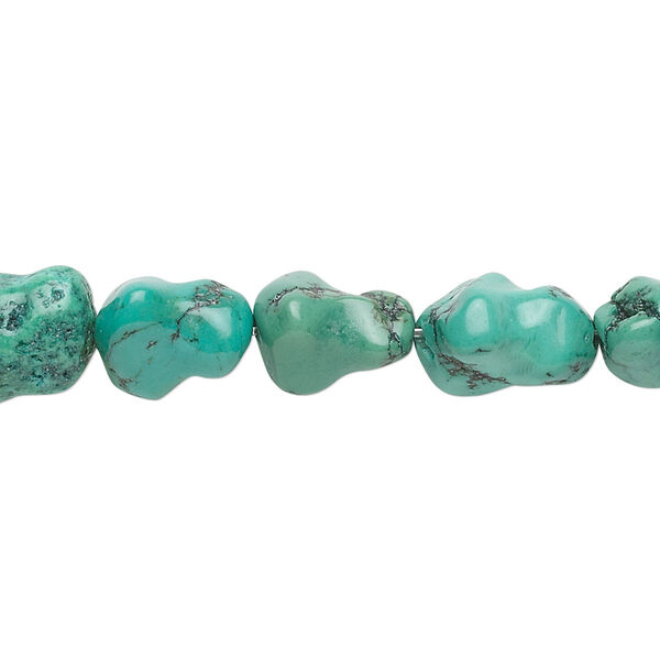 Bead, turquoise (dyed / stabilized), 11x8mm-14x9mm dog bone, B grade, Mohs hardness 5 to 6. Sold per 15" to 16" strand. image number 0