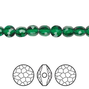 Bead 288pk majestic green, Swarovski® 6mm puffed round 5034
