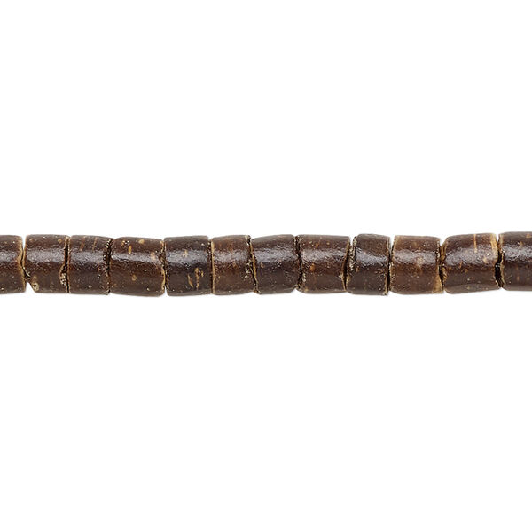 Bead, wood (waxed), dark brown, 5-6mm hand-cut heishi. Sold per pkg of (2) 24-inch strands. image number 0