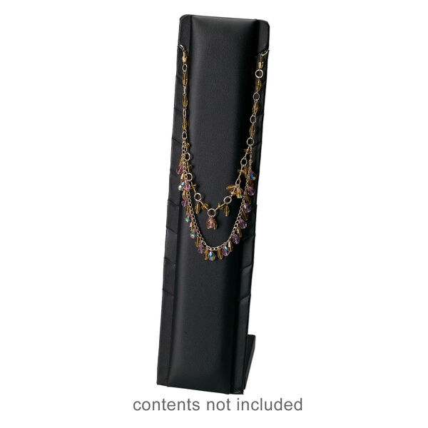 Display, necklace, leatherette, black, 8 x 2-3/4 x 3-1/2 to 11-3/4 x 2-3/4 x 12 inches. Sold individually. image number 2