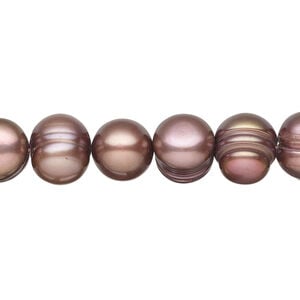 Freshwater pearl 1pkg1, semi-round, 15 inch cerise 8-10mm cultured