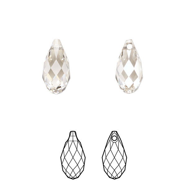 Briolette 24pk crystal silver shade, Crystal Passions® 13x6.5mm pendant drop 6010 image number 0