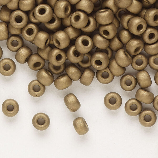Seed bead, Miyuki, glass, pkg/25g, #6 rocaille, opaque matte metallic dark bronze, (RR-2006). image number 0