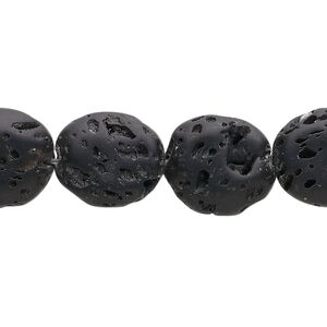 Lava rock 1pkg1, flat oval bead 15.5-16 inch 15x13mm