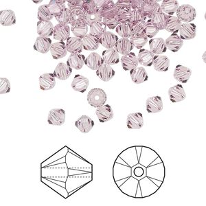Bead 144pk light amethyst, Crystal Passions® 4mm bicone 5328