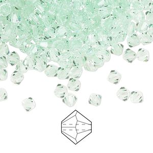 Bead 144pk chrysolite, Preciosa Czech crystal 4mm bicone