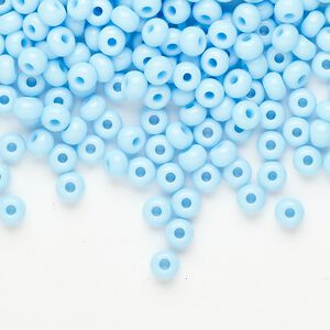 Seed bead glass pkg/50g #6 round, opaque light blue