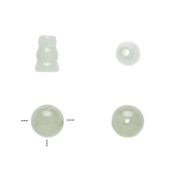 Green aventurine 2pkg2, T-drilled round / cone bead natural 8mm / 8x5mm-9x6mm image number 0