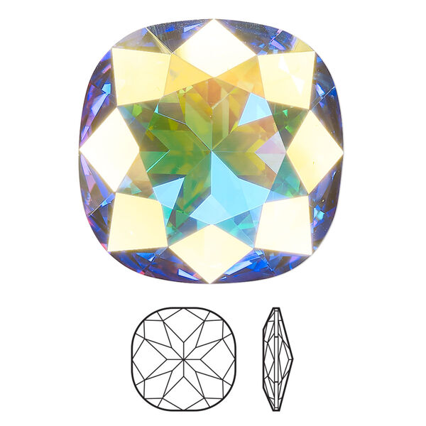 Fancy stone 24pk crystal AB foil back, Swarovski® 27mm cushion 4487 image number 0