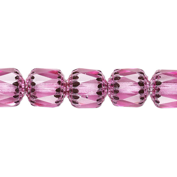 Bead, Czech glass, pink and metallic pink, 10mm round cathedral. Sold per 15-1/2" to 16" strand. image number 0