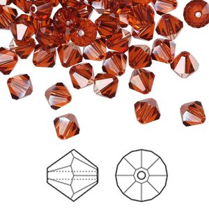 Bead 360pk crystal red magma, Swarovski® 6mm bicone 5301