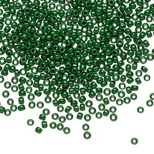 Seed bead, TOHO BEADS®, glass, pkg/7.5g, #11 round, opaque pine green (TR-11-47H).