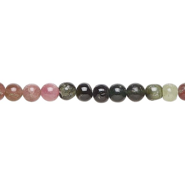 Multi-tourmaline 1pkg1, hand-cut round bead natural 15 inch 4-5mm image number 0