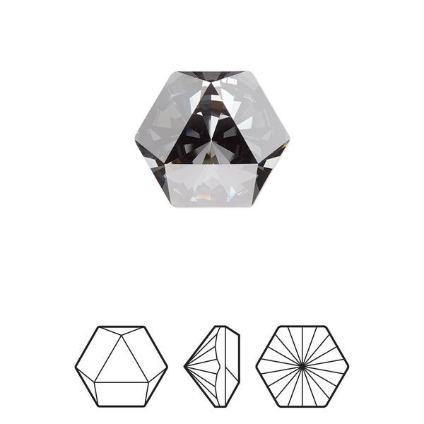 Fancy stone 1pk crystal silver night foil back, Crystal Passions® 16x14mm prismatic hexagon 4699 image number 0