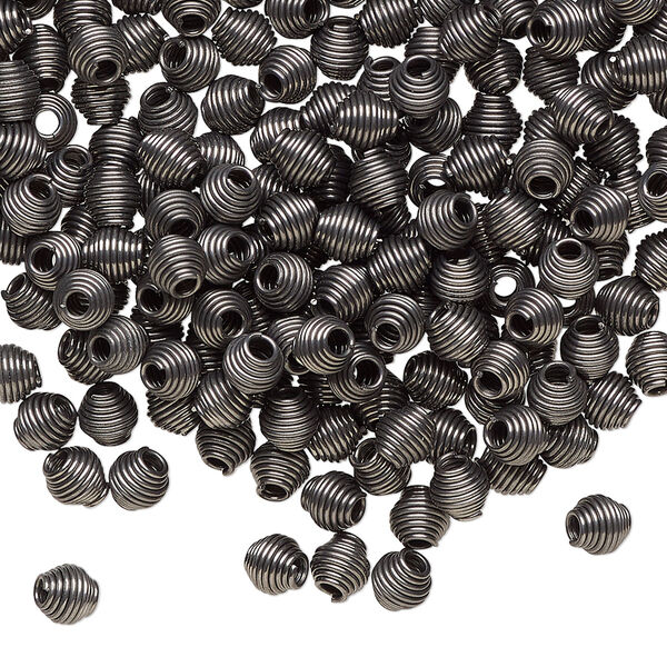 Bead, gunmetal-finished steel, 5x4mm oval coil. Sold per 1-ounce pkg. image number 0
