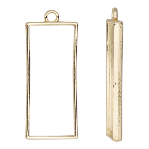 Focal, gold-finished "pewter" (zinc-based alloy), 43x19mm open rectangle. Sold per pkg of 2. image number 0